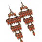 Coral Earring Linear Drop Fish Hook Bead Metal Casting 3 1 2 Inch Drop 23145-0686BOCOL