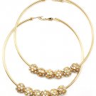 Clear Earring Hoop Pin Catch Fireball Crystal Studs Texture 3 1 4 Inch Drop 23145-0370GDCLR