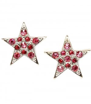 Pink Earring Post Earring Crystal Studs Texture Star 1 Inch Drop / 219205-0022RDPNK