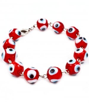 Red Bracelet Bead Lobster Clasp Evil Eyes 3 Inch Extension 10 Mm Width 7 Inch Lo 219202-1000210RDRED