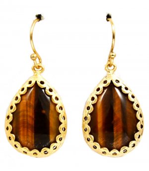 Brown Earring Fish Hook Formica Tear Drop Texture 20 Mm Drop 218195-16388MGBRO
