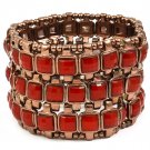 Red Bracelet Stretch Formica Faceted Beads 1 1 2 Inch Width 218192-14223CORED