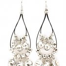 Clear Earring Fish Hook Cord Glass Stones Chandelier Drop Tear Drop Beads 2 Inch Dro 21695-3560RDCLR