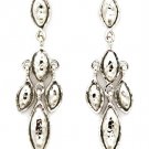 Silver Colored Earring Post Earring Metal Casting Navette Cut Faceted 2 1 4 Inch Dro 21695-3354RDSIV