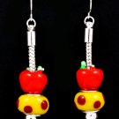 Multi Colored Earring Fish Hook BeadBead Apple 1 3 4 Inch Drop 210155-0864RDMLT