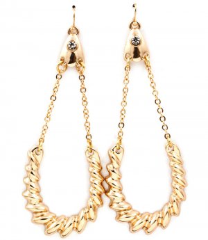 Clear Earring Fish Hook Metal Casting Crystal Stud 3 1 2 Inch Drop 1995-99535GDCLR