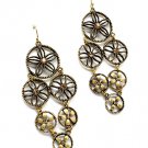 Brown Earring Fish Hook Crystal Stone Flower Metal Casting 2 1 2 Inch Drop 1995-99004BOBRO