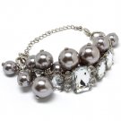 Clear Bracelet Link Bead Chunky Charm Faux Pearl 8 Inch Long 32231-51137RDCLR