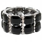 Black Bracelet Strech Crystal Stone 1 1 3 Inch Width 310227-355BNBLK