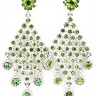Green Earring Post Earring Stud Glass Stone Diamond Shape Flower Texture 3 1 4 Inch 219205-3108RDGRN