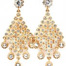Clear Earring Post Earring Stud Glass Stone Diamond Shape Flower Texture 3 1 4 Inch 219205-3108GDCLR
