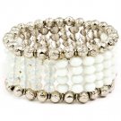 Multi Colored Bracelet Stretch Beads Mixed Beads Flower Texture 1 Inch Width 218192-10544RDMLT