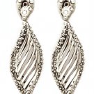 Silver Colored Earring Post Earring Metal Casting Texture Pierced Navette 1 3 4 Inch 21695-3341ASSIV