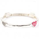 Pink Bracelet Bangle Stretch Metal Casting Heart Painted Texture 2 1 2 Inch Width 210152-03051SVPNK