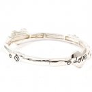 Silver Colored Bracelet Bangle Stretch Metal Casting Heart Engraved Love 2 1 2 Inc 210152-03050SVSIV