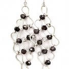 Black Earring Fish Hook Bead Metal Casting Diamond Shape Ribbon Texture 3 3 4 Inch D 1995-99680RDBKA
