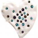 Blue Ring Adjustable Stretch Crystal Studs Heart Matte Finish 1 1 2 Inch Tall 19918-99050MSBLU