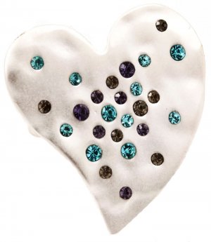 Blue Ring Adjustable Stretch Crystal Studs Heart Matte Finish 1 1 2 Inch Tall 19918-99050MSBLU
