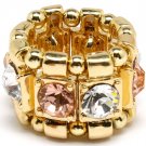 Peach Ring Adjustable Stretch Crystal Stone 3 4 Inch Width 19618-99681GDPEA