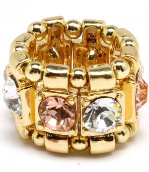 Peach Ring Adjustable Stretch Crystal Stone 3 4 Inch Width 19618-99681GDPEA