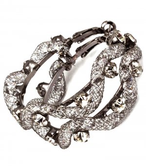 Clear Earring Pin Catch Hoop Metal Casting Crystal Studs Acrylic Stones Interlaced Pr 53532-554BNCLR