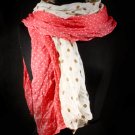 Coral Fashion Scarf Crinkled Polkadot 100% Polyester 36 Inch X 60 Inch / 21316-99373COL