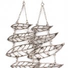 Clear Earring Fish Hook Chandelier Drop Metal Casting Crystal Studs Leaves Texture 4 1995-99689ASCLR