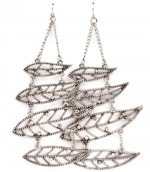 Clear Earring Fish Hook Chandelier Drop Metal Casting Crystal Studs Leaves Texture 4 1995-99689ASCLR