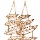 Clear Earring Fish Hook Chandelier Drop Metal Casting Crystal Studs Leaves Texture 4 1995-99689AGCLR