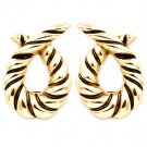 Gold Colored Earring Clip On Metal Casting Tear Drop Texture 1 1 4 Inch Drop 1995-99657AGGOD