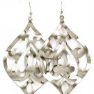 Silver Colored Earring Fish Hook Metal Casting Matte Finish Vent Leaf 2 1 2 Inch Dr 32528-10470MSSIV