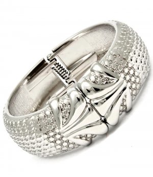Silver Colored Bracelet Hinge Metal Casting Texture Patterns 1 Inch Width 32230-56123RDSIV
