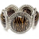 Clear Bracelet Stretch Crystal Studs Glass Stone Animal Print Texture 1 3 4 Inch Wid 310227-081RDCLR