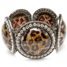 Clear Bracelet Stretch Crystal Studs Glass Stone Animal Print Texture 1 3 4 Inch Wid 310227-081BNCLR