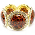 Clear Bracelet Stretch Crystal Studs Glass Stone Animal Print Texture 1 3 4 Inch Wid 310227-081AGCRA