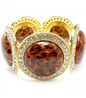 Clear Bracelet Stretch Crystal Studs Glass Stone Animal Print Texture 1 3 4 Inch Wid 310227-081AGCRA