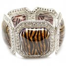 Clear Bracelet Stretch Crystal Studs Glass Stone Animal Print Texture 1 3 4 Inch Wid 310227-080RDCLR
