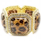 Clear Bracelet Stretch Crystal Studs Glass Stone Animal Print Texture 1 3 4 Inch Wid 310227-080AGCLR
