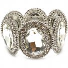 Clear Bracelet Stretch Crystal Studs Glass Stone Oval Texture 1 3 4 Inch Width 310227-058RDCLR