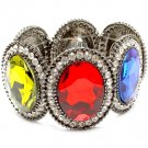 Multi Colored Bracelet Stretch Crystal Studs Glass Stone Oval Texture 1 3 4 Inch Wid 310227-058BNMLT