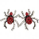 Red Earring Post Earring Crystal Studs Pave Set Texture Spider 1 1 2 Inch Drop 25185-5510BKRED
