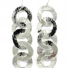 Silver Colored Earring Fish Hook Metal Casting Rings Texture Linked Linear Drop 3 1  25185-3025RDSIV