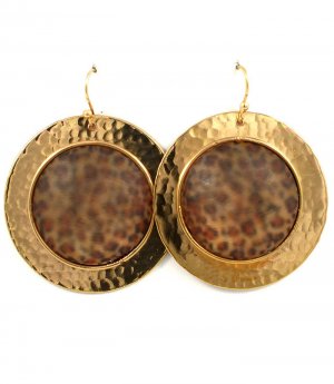 Animal Print Earring Fish Hook Metal Disc Texture Transparent Cover 1 3 4 Inch Drop 25185-3024GDAIB