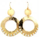 Clear Earring Fish Hook Metal Casting Glass Stones Prong Set Texture Round Charm 2 1 25185-3023GDCLR