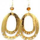 Clear Earring Fish Hook Metal Casting Glass Stones Prong Set Texture 3 1 4 Inch Drop 25185-3021GDCLR