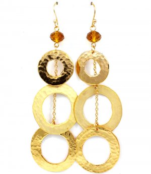 Gold Colored Earring Fish Hook Metal Casting Beads Metal Chaing Texture 4 Inch Drop 25185-3020GDGOD