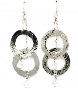 Silver Colored Earring Fish Hook Metal Casting Beads Metal Rings Layered Metal Chain 25185-3019RDSIV