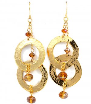Gold Colored Earring Fish Hook Metal Casting Beads Metal Rings Layered Metal Chain 3 25185-3019GDGOD