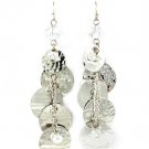 Silver Colored Earring Fish Hook Beads Metal Discs Texture Linear Drop 8 Inch Drop 25185-3016RDSIV