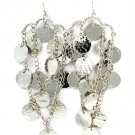 Silver Colored Earring Fish Hook Linear Drop Metal Petals Texture 3 1 2 Inch Drop 25185-3012RDSIV